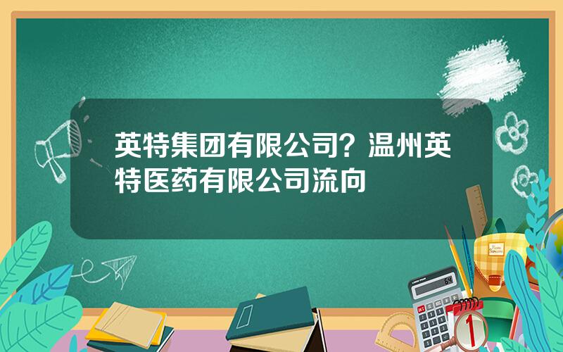 英特集团有限公司？温州英特医药有限公司流向