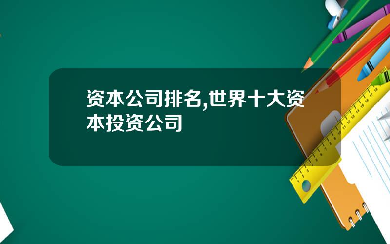 资本公司排名,世界十大资本投资公司