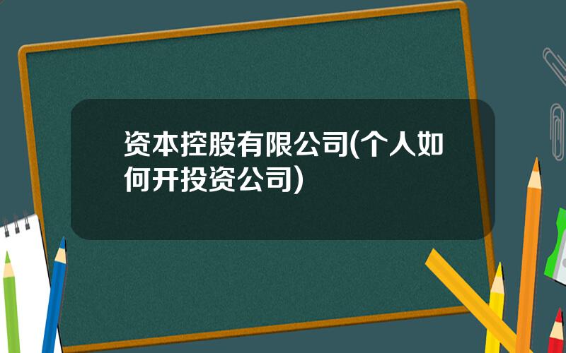 资本控股有限公司(个人如何开投资公司)