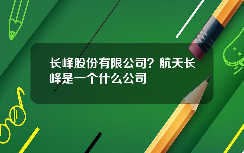 长峰股份有限公司？航天长峰是一个什么公司